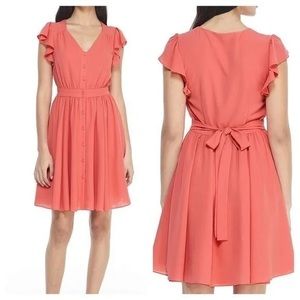 Gal Meets Glam Bree Coral Fit & Flare Dress